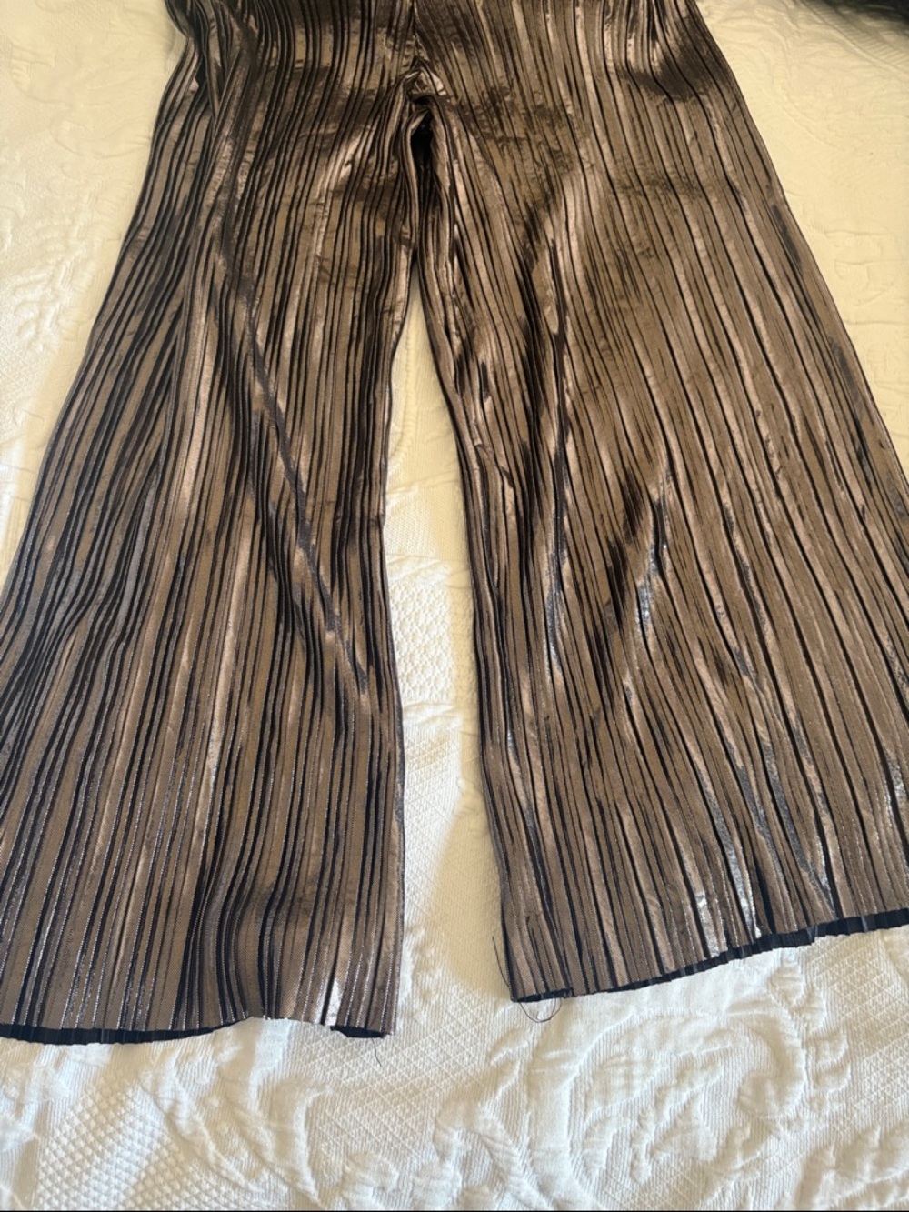 Zara Girl Shimmery Metallic Pleated Wide-Leg Pants in Pewter - Picture 6 of 6